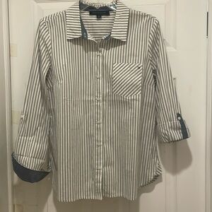 TOMMY HILFIGER NEW Size M Women's Striped Roll-tab Sleeve Button Down Shirt